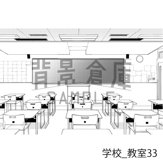 学校_背景素材集33(教室)_トーン