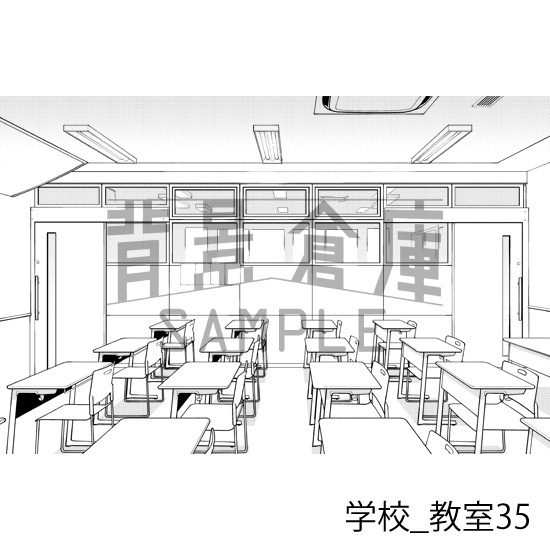 学校_背景素材集33(教室)_トーン