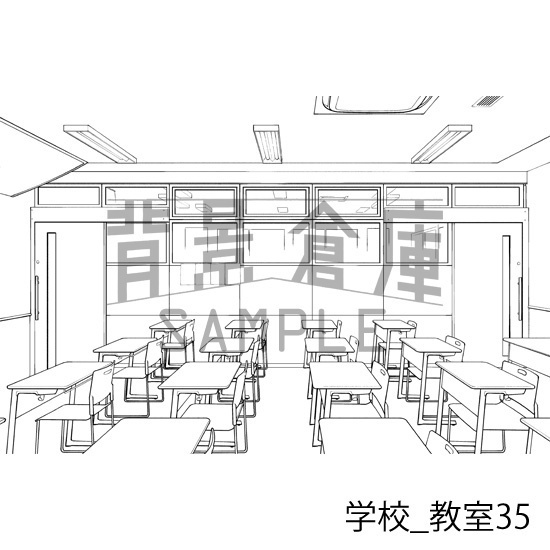 学校_背景素材集33(教室)_トーン