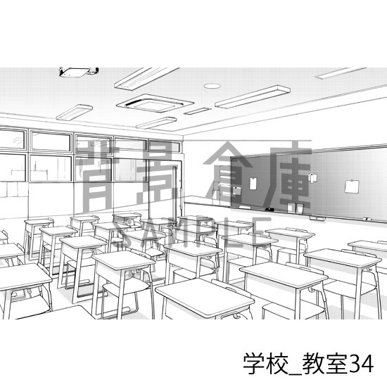 学校_背景素材集33(教室)_トーン