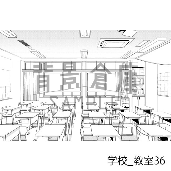 学校_背景素材集33(教室)_トーン