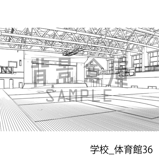 学校_背景素材集34(体育館)