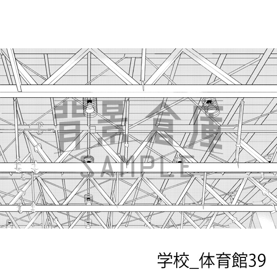 学校_背景素材集34(体育館)_トーン