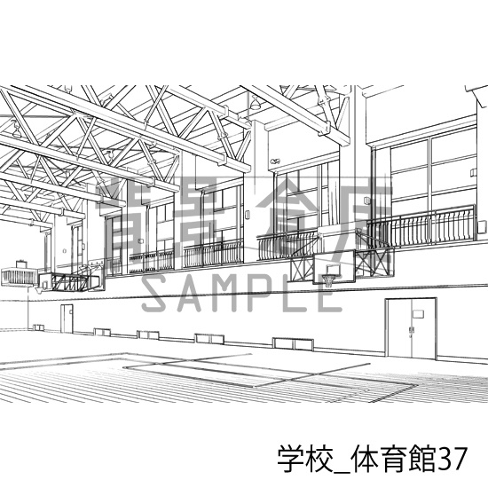 学校_背景素材集34(体育館)_トーン
