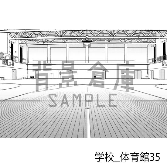 学校_背景素材集34(体育館)_トーン