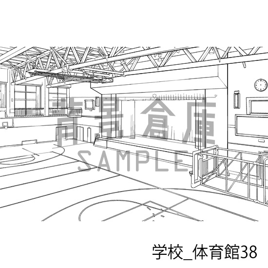 学校_背景素材集34(体育館)_トーン