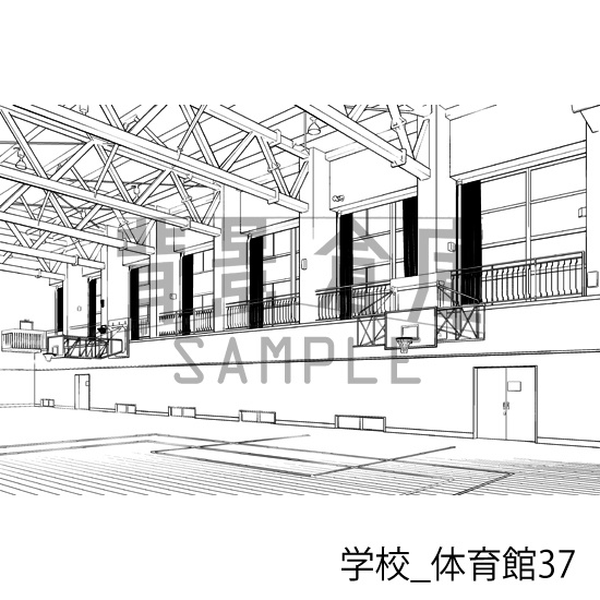 学校_背景素材集34(体育館)_トーン