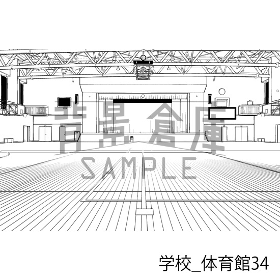 学校_背景素材集34(体育館)_トーン