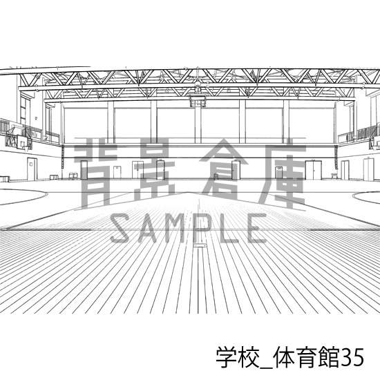 学校_背景素材集34(体育館)_トーン