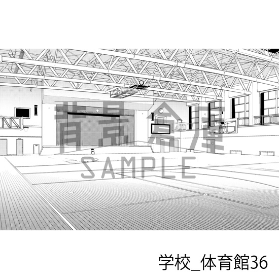 学校_背景素材集34(体育館)_トーン