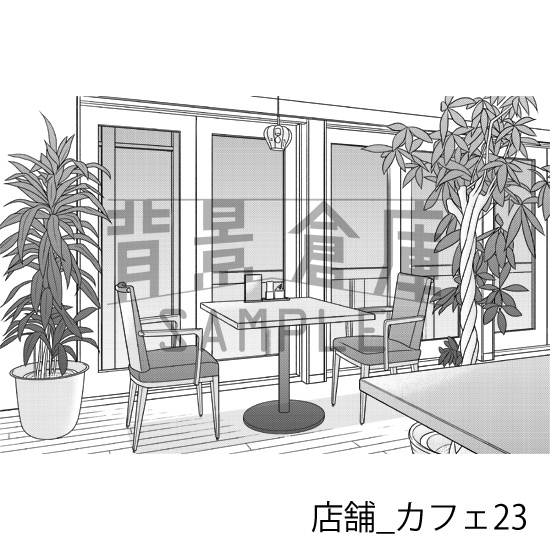 店舗_背景素材集16(カフェ)_トーン
