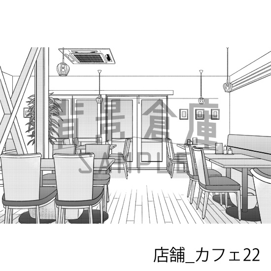 店舗_背景素材集16(カフェ)_トーン