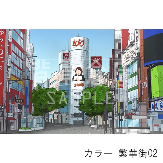 カラー_背景素材集24(繁華街)