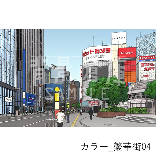 カラー_背景素材集24(繁華街)