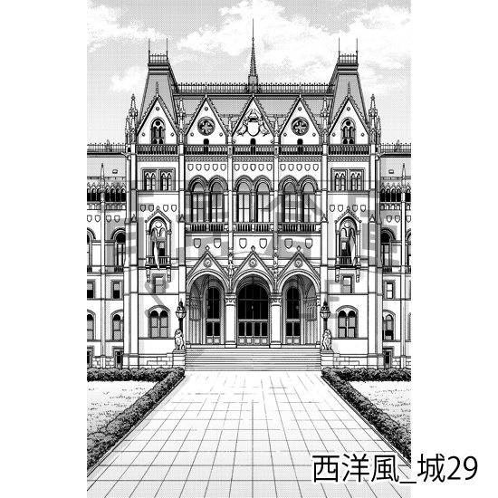 西洋風_背景素材集19(城)_トーン