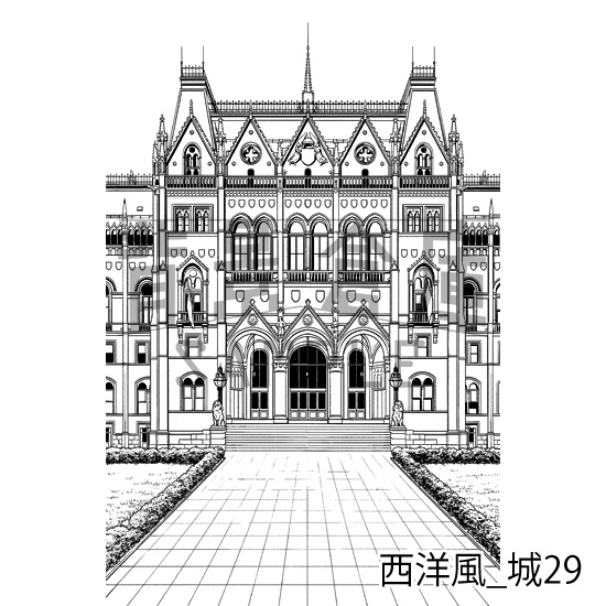 西洋風_背景素材集19(城)_トーン