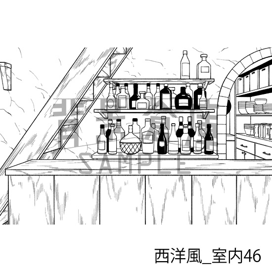 西洋風_背景素材集20(酒場)_トーン
