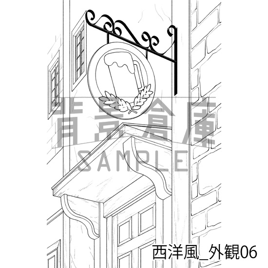 西洋風_背景素材集20(酒場)_トーン