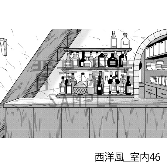 西洋風_背景素材集20(酒場)_トーン