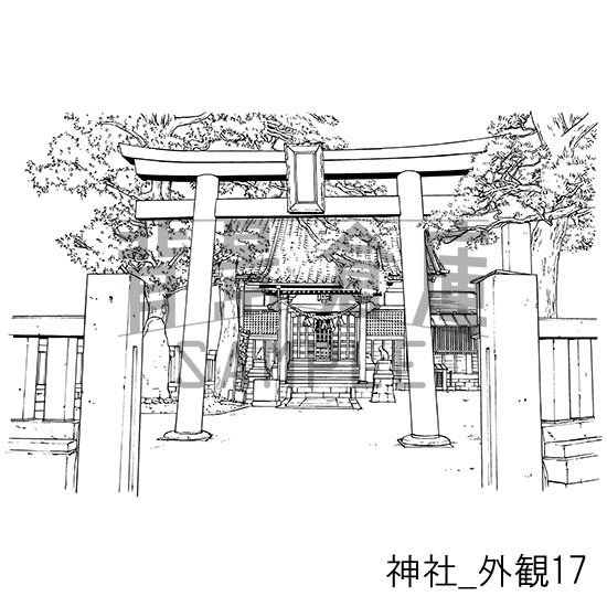 神社_背景素材集3(外観)_トーン