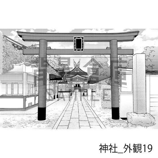 神社_背景素材集3(外観)_トーン