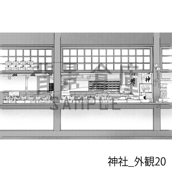 神社_背景素材集3(外観)_トーン