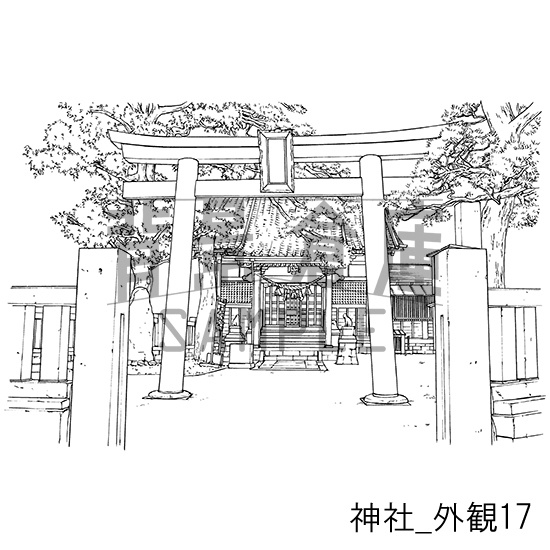 神社_背景素材集3(外観)_トーン