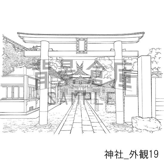 神社_背景素材集3(外観)_トーン