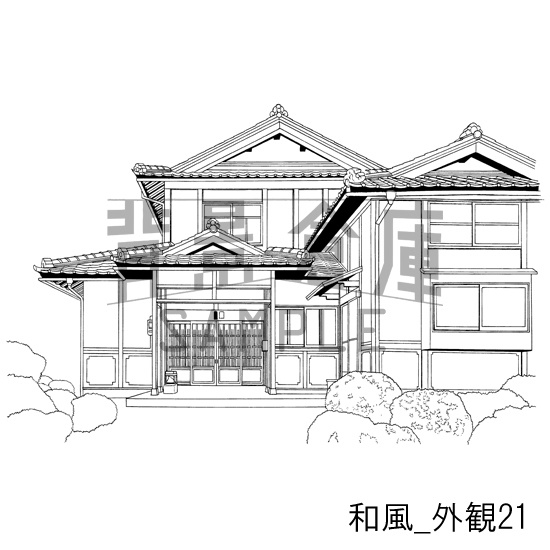 和風_背景素材集20(縁側 外観 玄関)_トーン