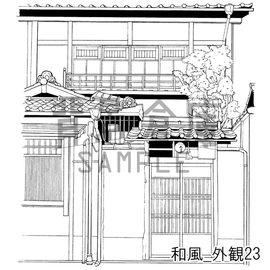 和風_背景素材集20(縁側 外観 玄関)_トーン