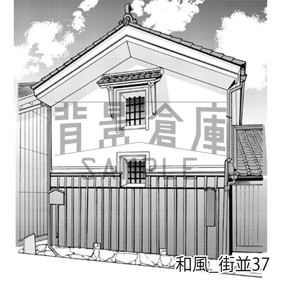 和風_背景素材集21(街並)_トーン