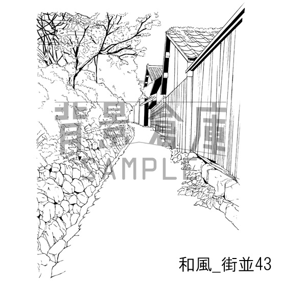 和風_背景素材集21(街並)_トーン