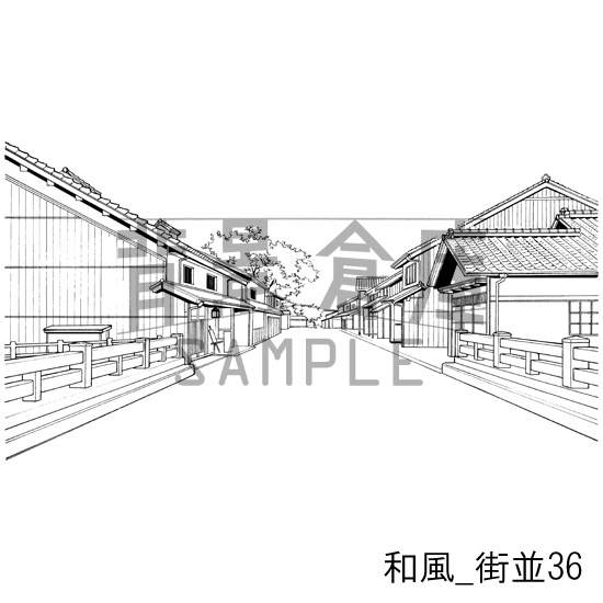 和風_背景素材集21(街並)_トーン