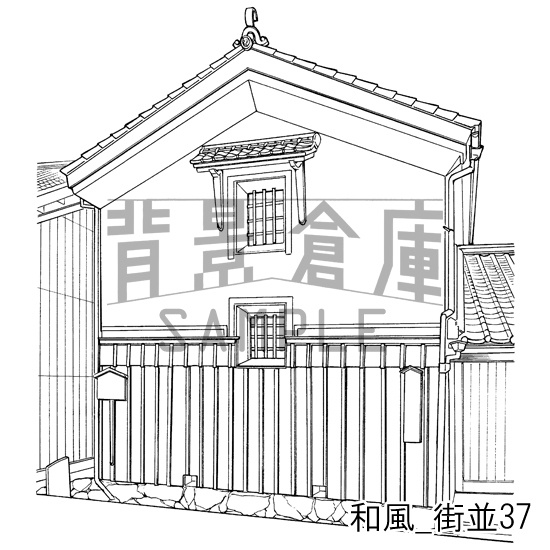 和風_背景素材集21(街並)_トーン