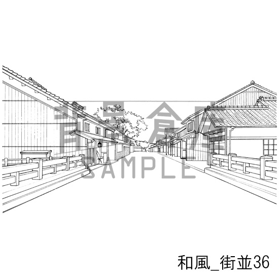 和風_背景素材集21(街並)_トーン