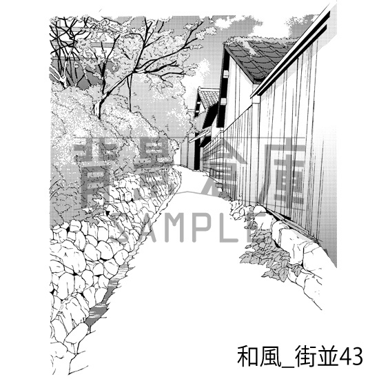 和風_背景素材集21(街並)_トーン