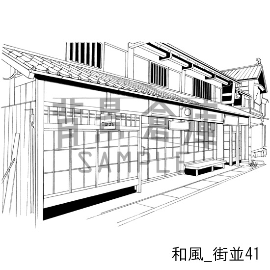 和風_背景素材集21(街並)_トーン