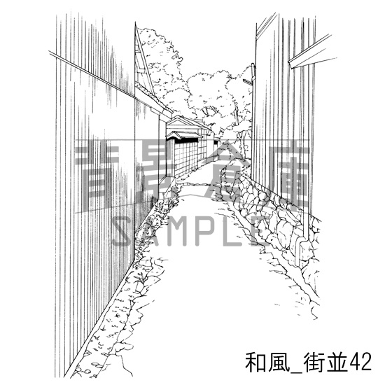 和風_背景素材集21(街並)_トーン