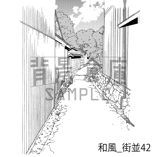 和風_背景素材集21(街並)_トーン
