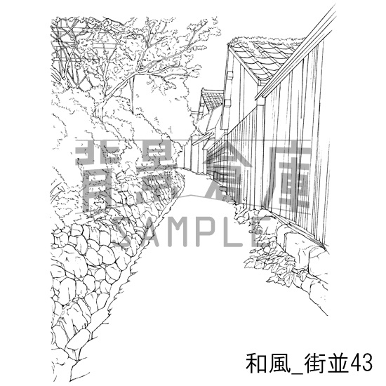 和風_背景素材集21(街並)_トーン