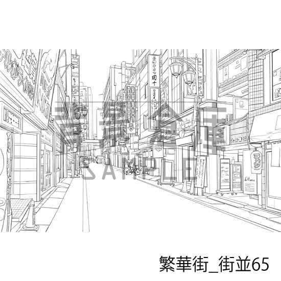 繁華街_背景素材集12(街並)_トーン