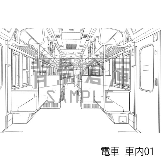 電車_背景素材集1(車内)_トーン