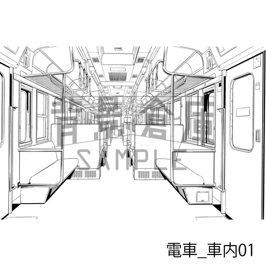 電車_背景素材集1(車内)_トーン
