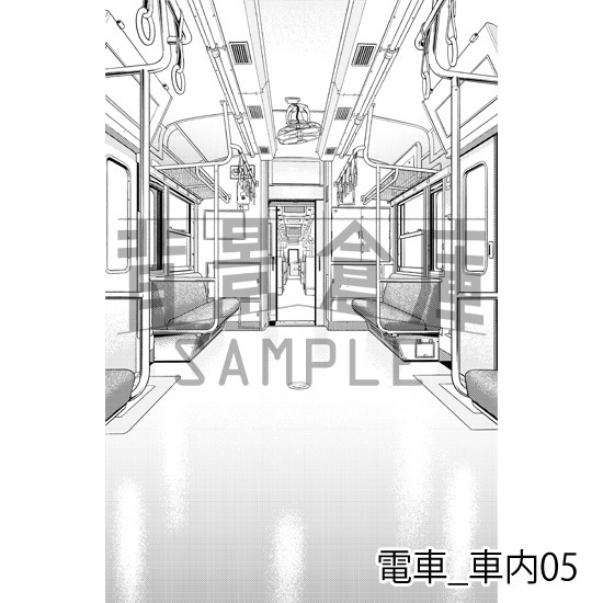 電車_背景素材集2(車内)_トーン
