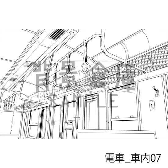 電車_背景素材集2(車内)_トーン
