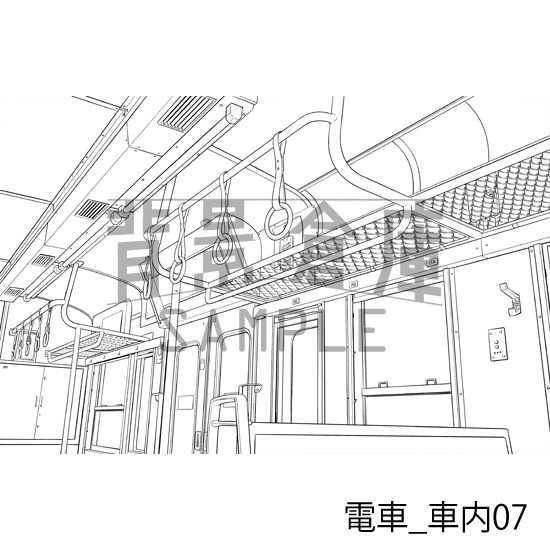 電車_背景素材集2(車内)_トーン
