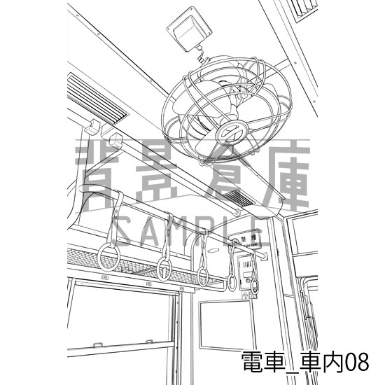 電車_背景素材集2(車内)_トーン