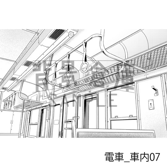 電車_背景素材集2(車内)_トーン