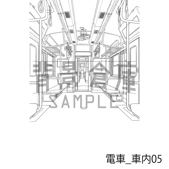 電車_背景素材集2(車内)_トーン