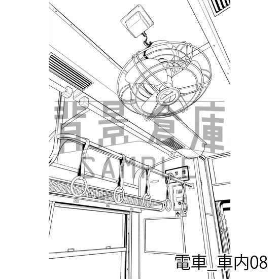 電車_背景素材集2(車内)_トーン